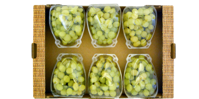 box in cartone per uva con fantasia in vimini contenente 8 ovetti da 700 g